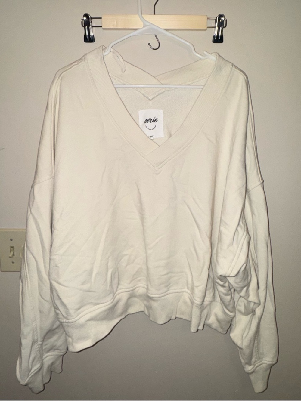 aerie Cream V-Neck Sweater